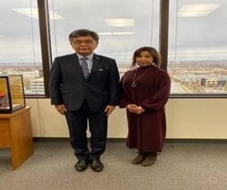 Ms. Junko Skinner of A & P Tours visits the office